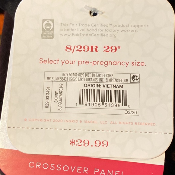 New Isabel Maternity Crossover Panel Active Legging, Burgundy size 8/29R 29” - Picture 7 of 11